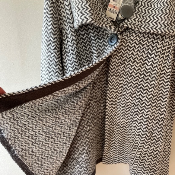 JM Collection Sz 2X Knit Gray Oversized Open Cardigan Sweater Long Sleeve - Picture 5 of 9